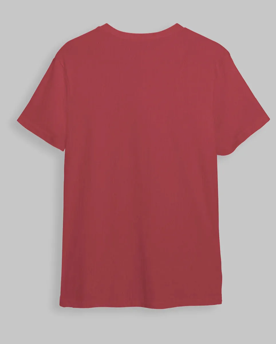 BKB Solid Round Neck Maroon T-Shirt