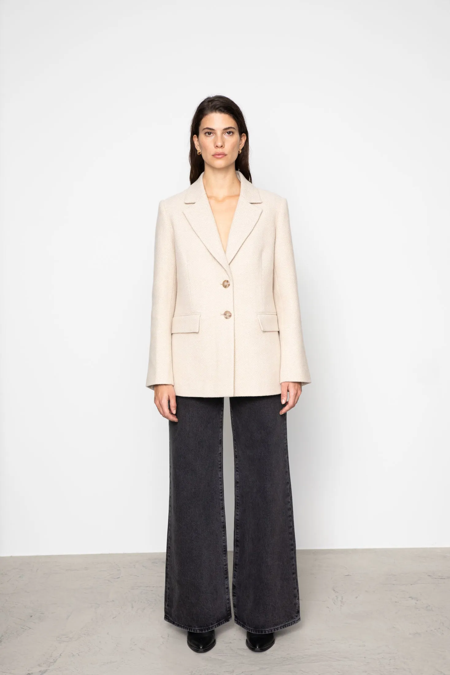 Brooklyn Blazer - Cream Herringbone