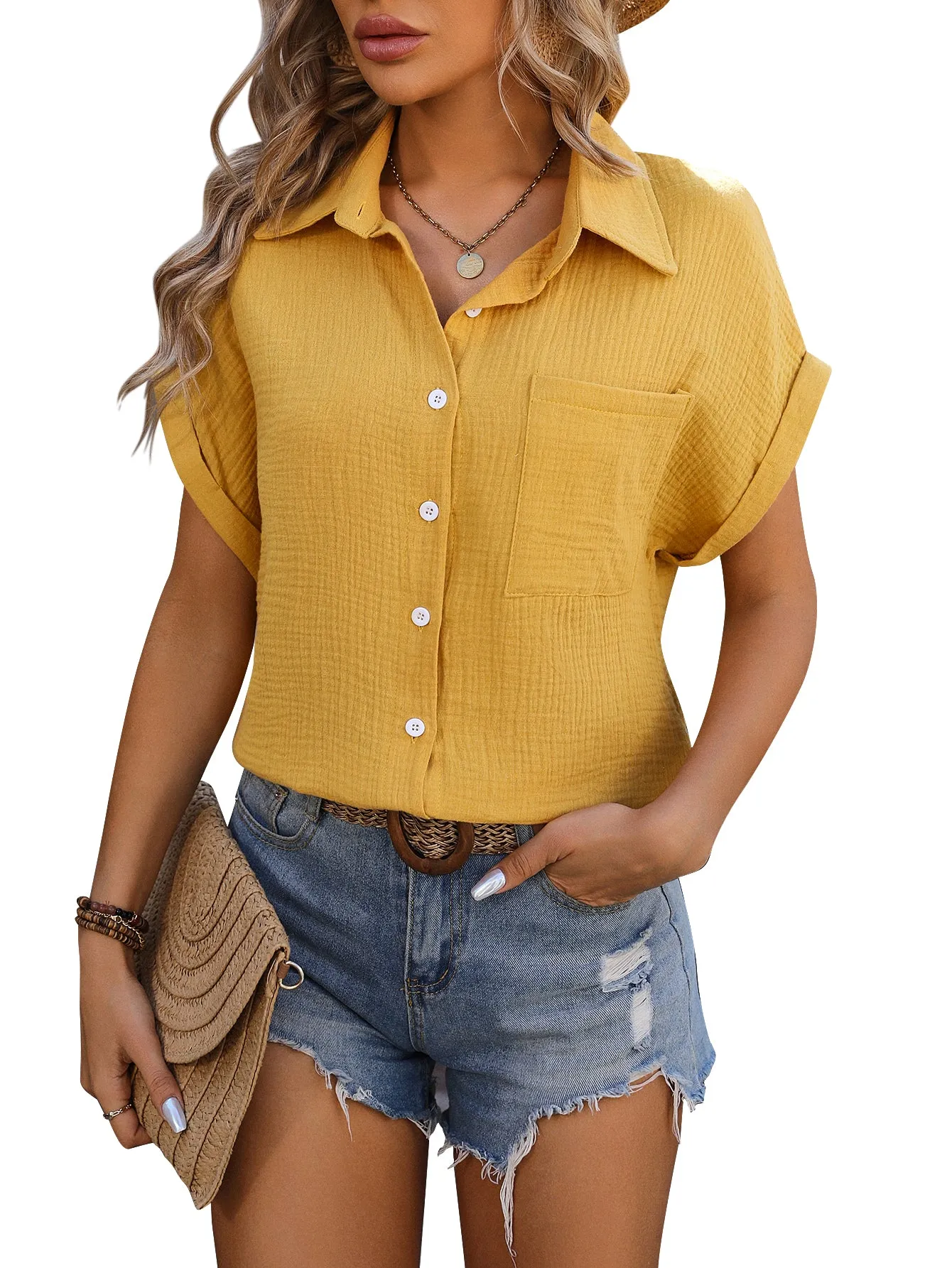 Casual Work Tops with Pockets