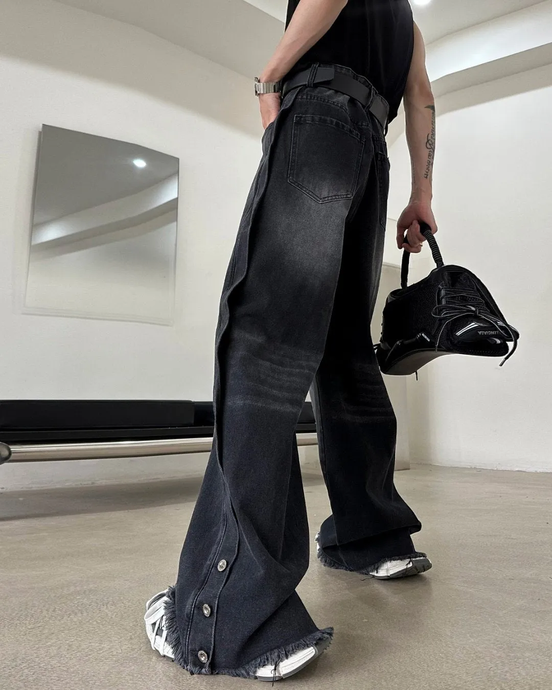 Damage Wide Denim Pants XSZ0010