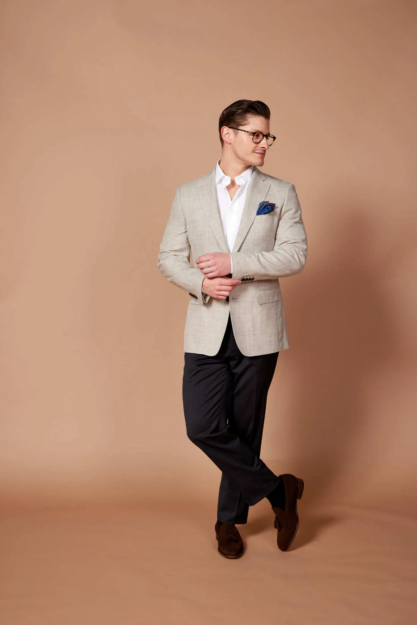 HENRY SARTORIAL Loro Piana 1/2 Canvas Blazer BEIGE REG
