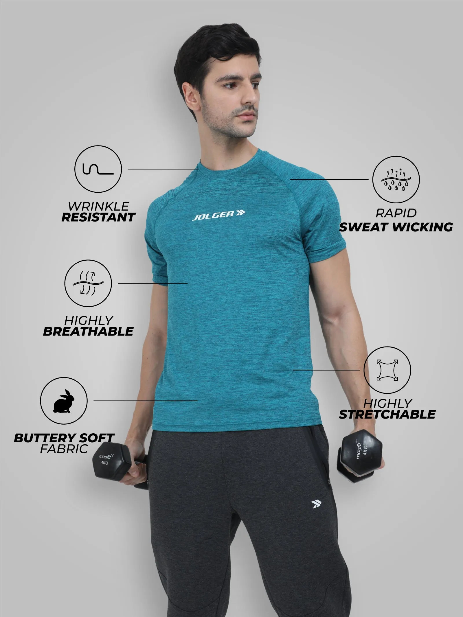 Men's Super Stretchable Raglan Sleeves Gym T-shirt