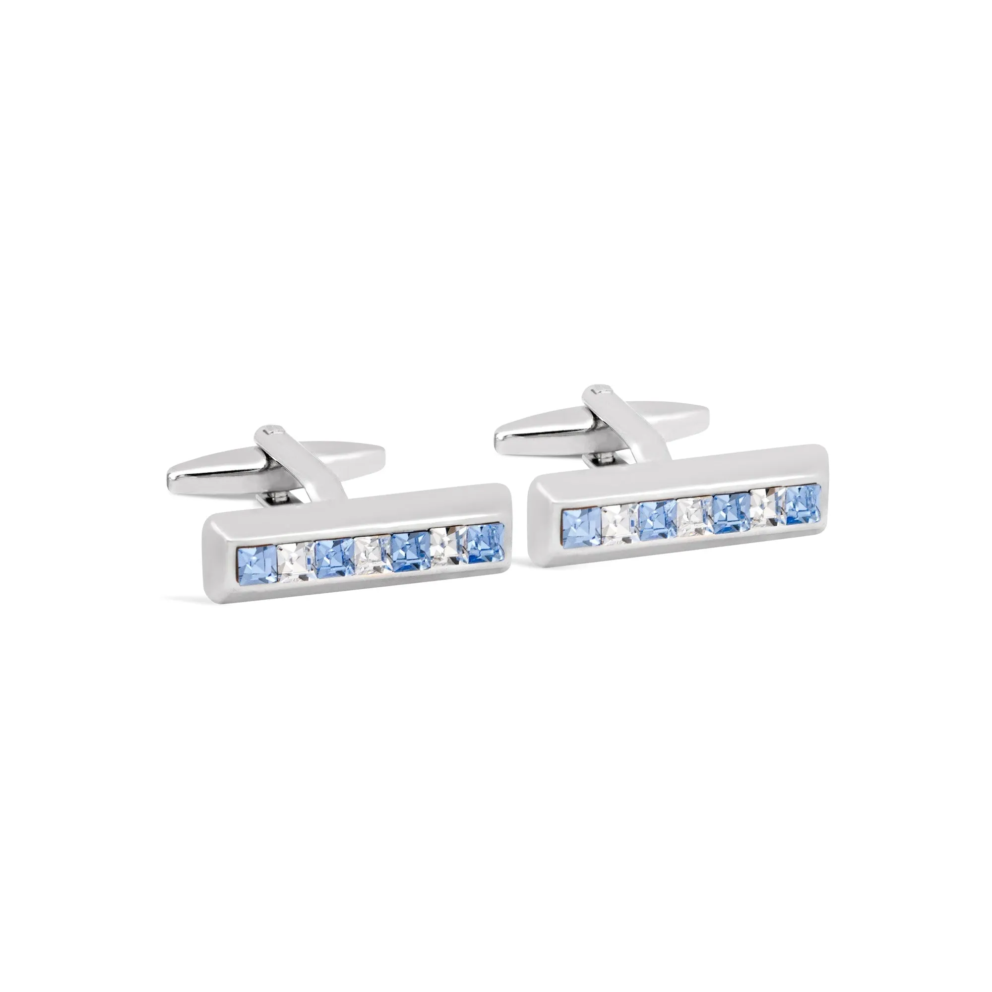 Rectangle Blue and White Crystals Cufflinks (Online Exclusive)