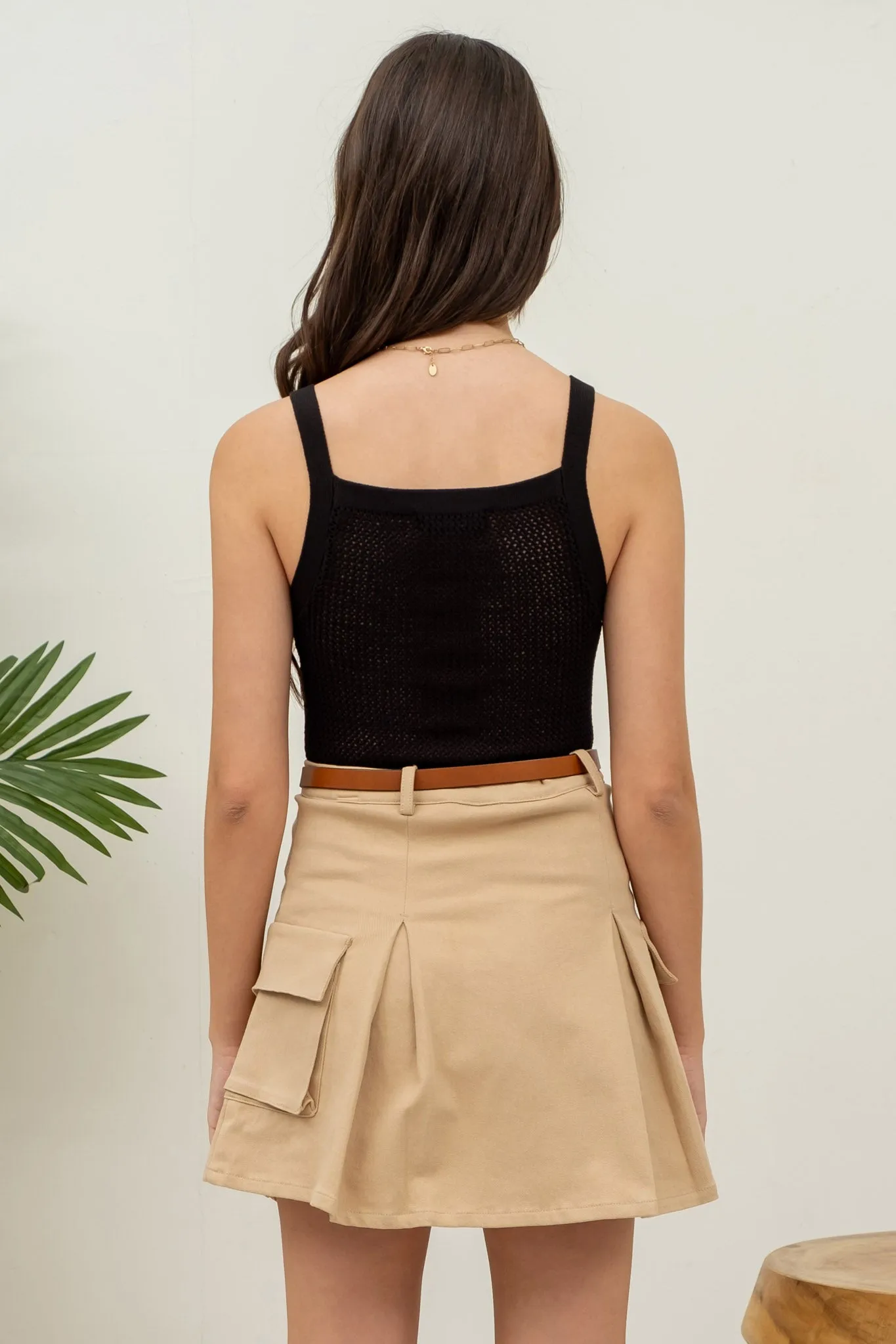 SHEER SWEATER KNIT CAMI TANK TOP