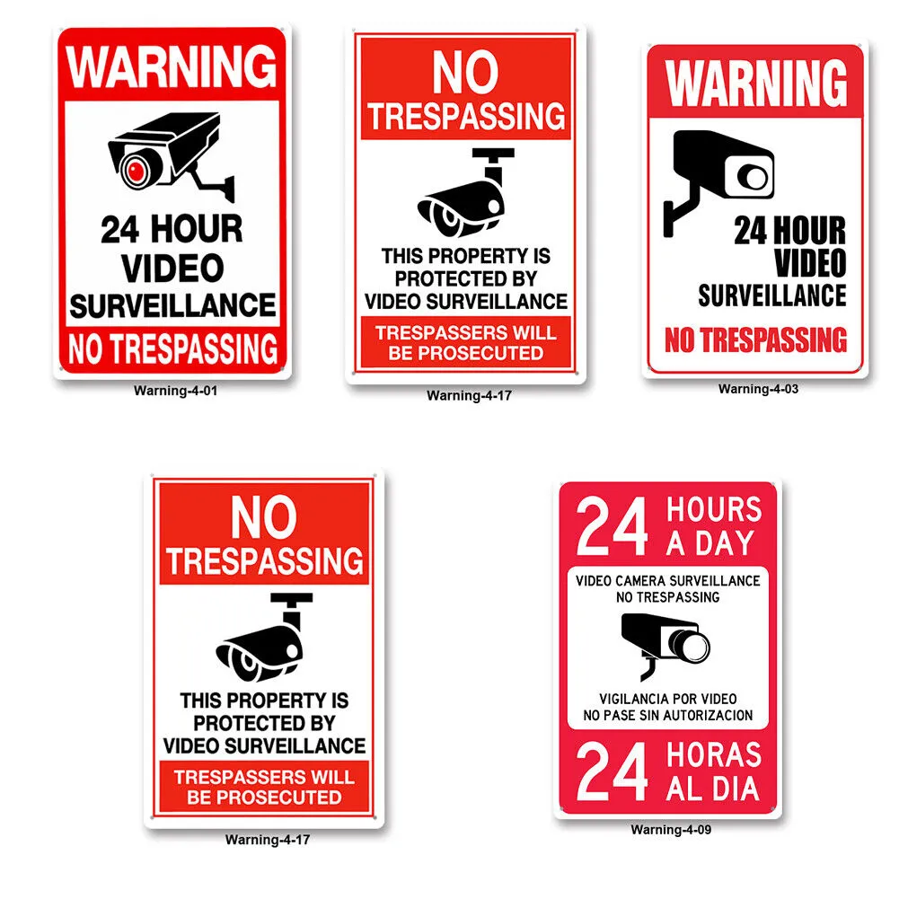 US 5-10Pc 24 Hr Video Surveillance Sign No Trespassing Security Warning Aluminum