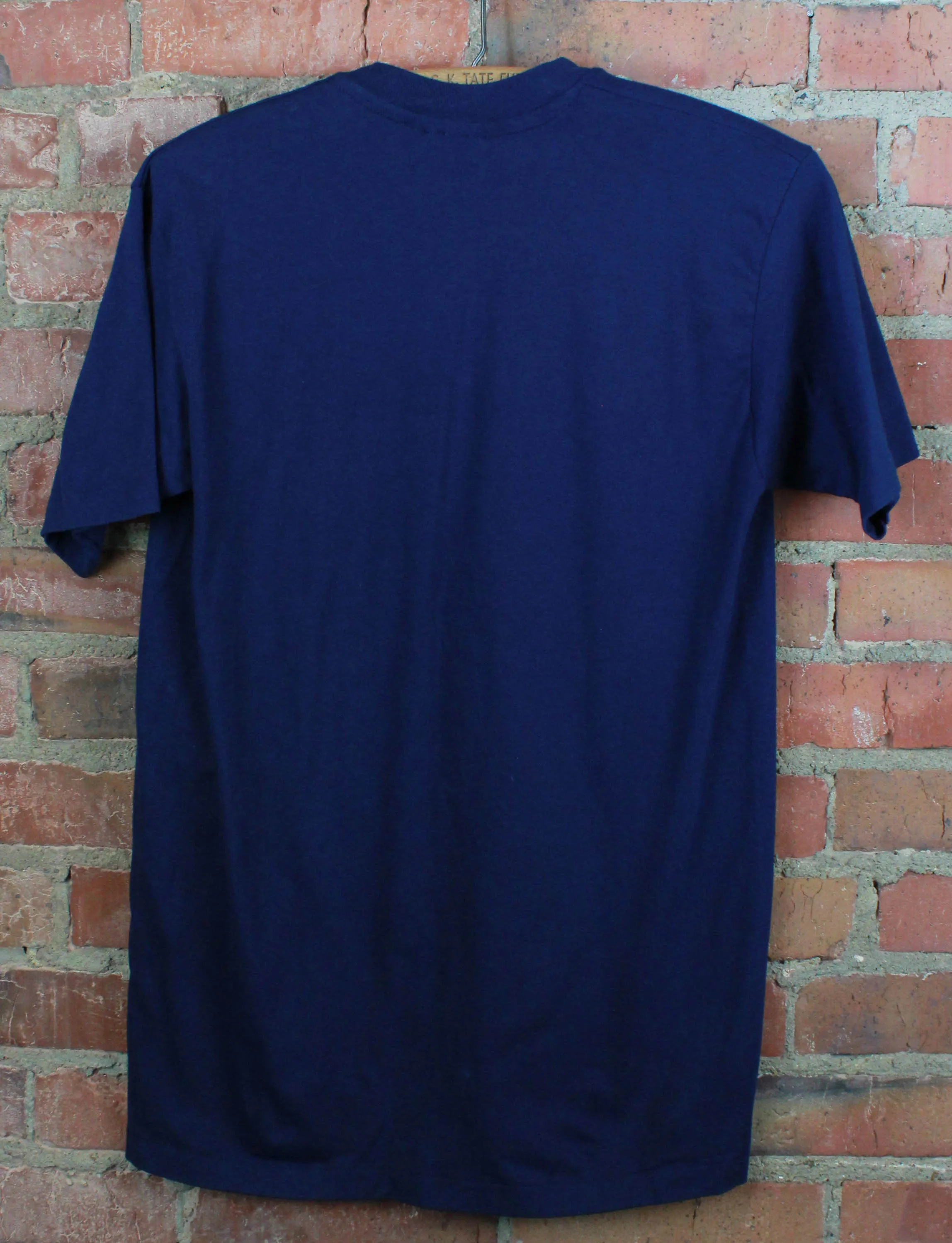 Vintage 80's New Orleans Oyster Graphic T Shirt Holographic Navy Blue Unisex Medium